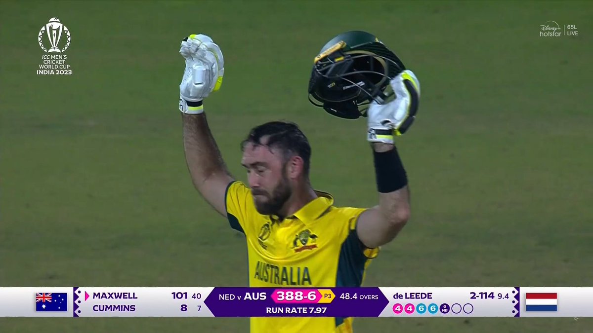 Normal batters - slow down in the 80s to reach their century. Glenn Maxwell - takes just 4 balls to reach 100 from 80.