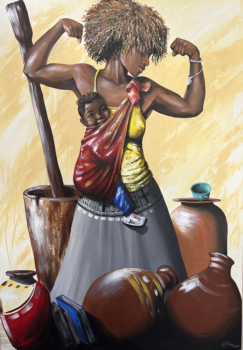 When women have power, our children are nurtured, not murdered. 
May the sacred feminine rise in all of humanity. 🙏🏾💚💜❤️

Painting Sidney Cerqueira - Guinea Bissau.