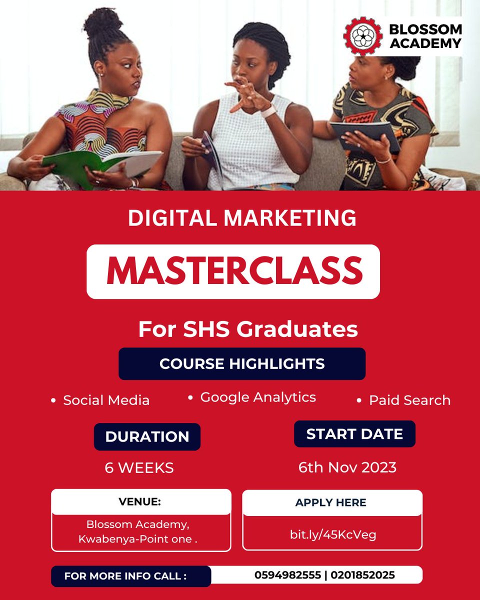 blossomacademy_'s tweet photo. Elevate your digital marketing game! Calling all recent SHS graduates to join our upcoming class at Blossom Academy.

Click here 👉 https://t.co/44QcgtEtXE to apply.

#DigitalMarketingClass #FutureMarketingPros #BlossomAcademyOpportunity
#InteractiveLearning #tech #Stduent https://t.co/qTfNzGa7tD