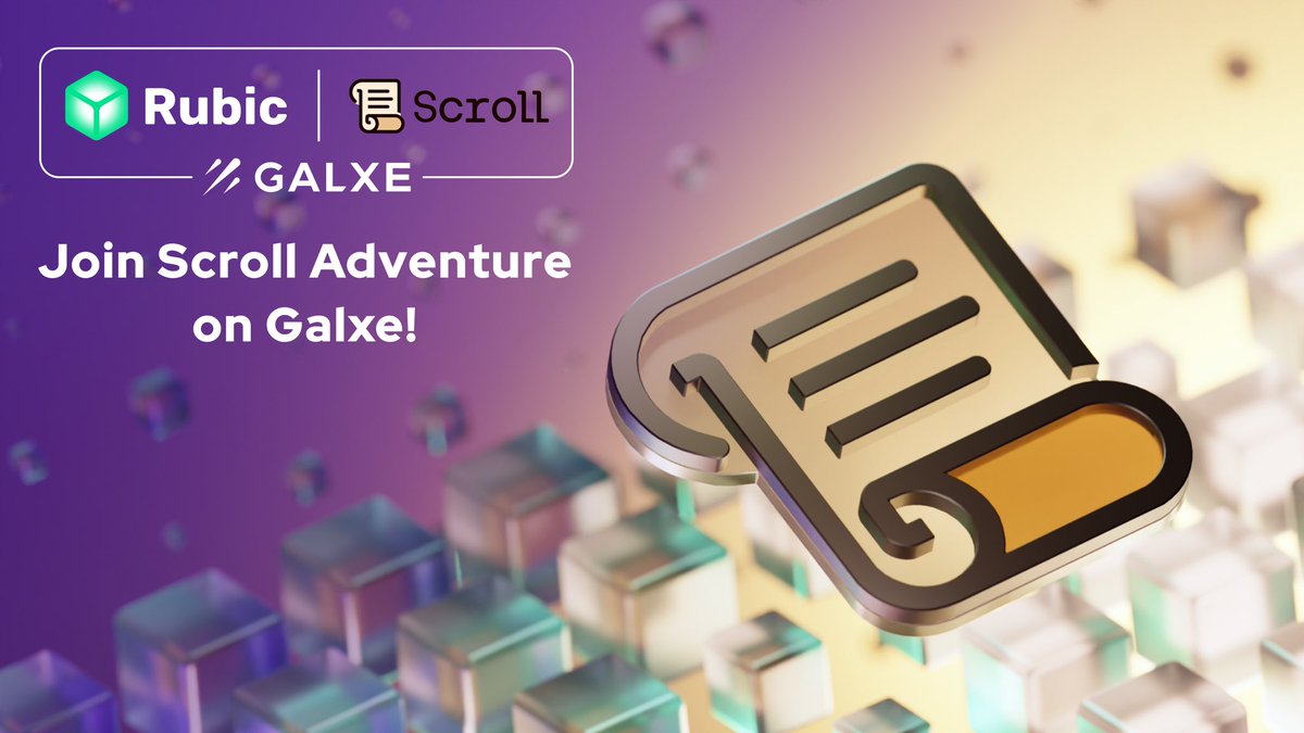 Join the Rubic x <a href="/Scroll_ZKP/">Scroll</a> campaign, fueled by <a href="/Galxe/">Galxe</a>!

Starting Oct 25th, explore #CrossChain with <a href="/symbiosis_fi/">Symbiosis</a> &amp; <a href="/squidrouter/">squid</a>, and execute On-Chain swaps to #Scroll Mainnet through <a href="/syncswap/">SyncSwap (((+)))</a>. Snag #Galxe #NFTs &amp; special Rubic Discord roles!

Join now: galxe.com/Rubic/campaign…