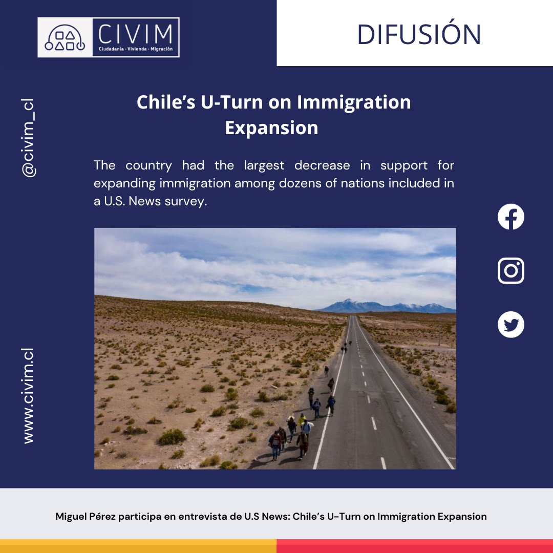 En esta oportunidad, les compartimos la entrevista en la cual participó Miguel Pérez, publicada por U.S. News: “Chile’s U-Turn on Immigration Expansion”.
usnews.com/news/best-coun…