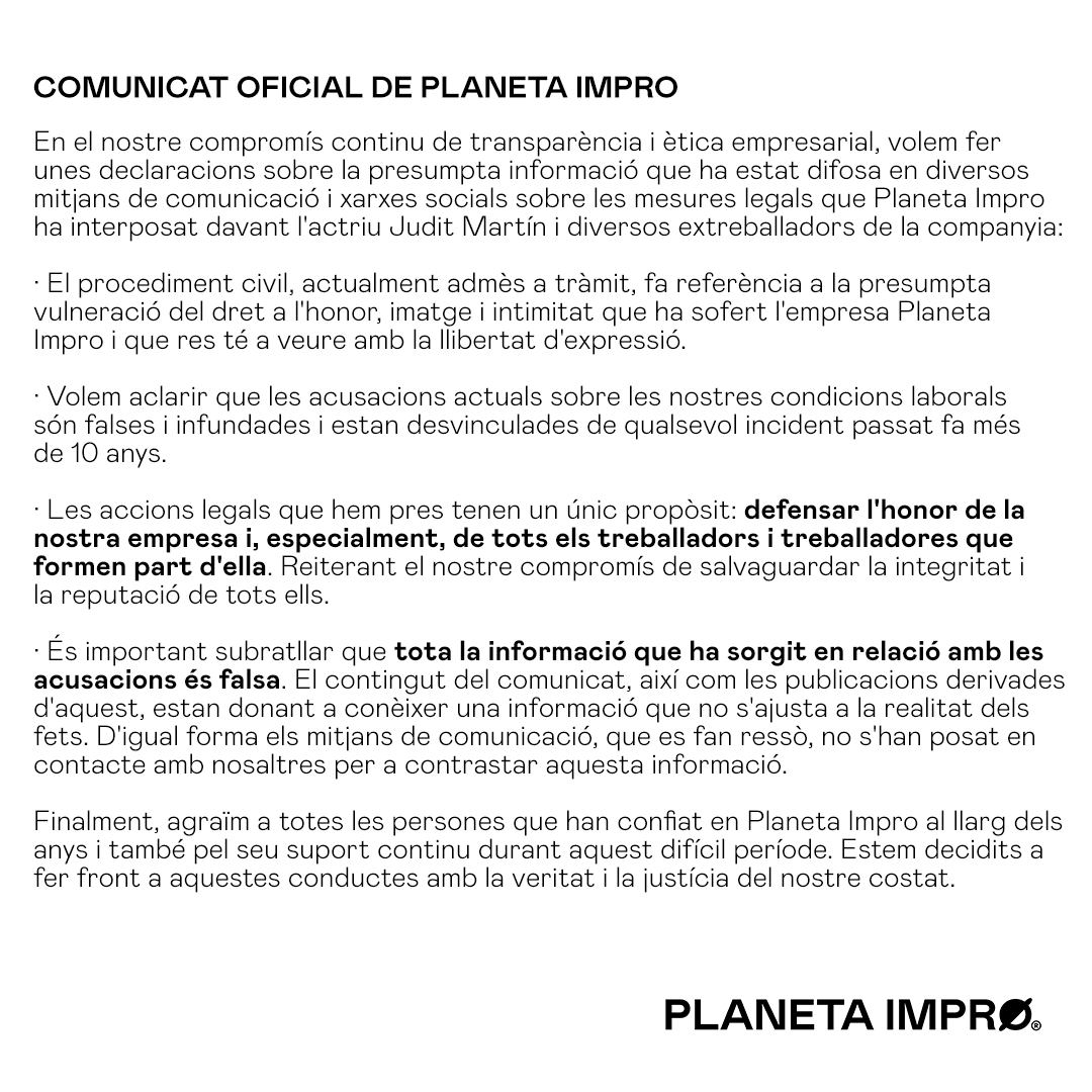 PLANETAIMPRO's tweet photo. 📌 Comunicat oficial de #PlanetaImpro https://t.co/LdMVhtkRQb