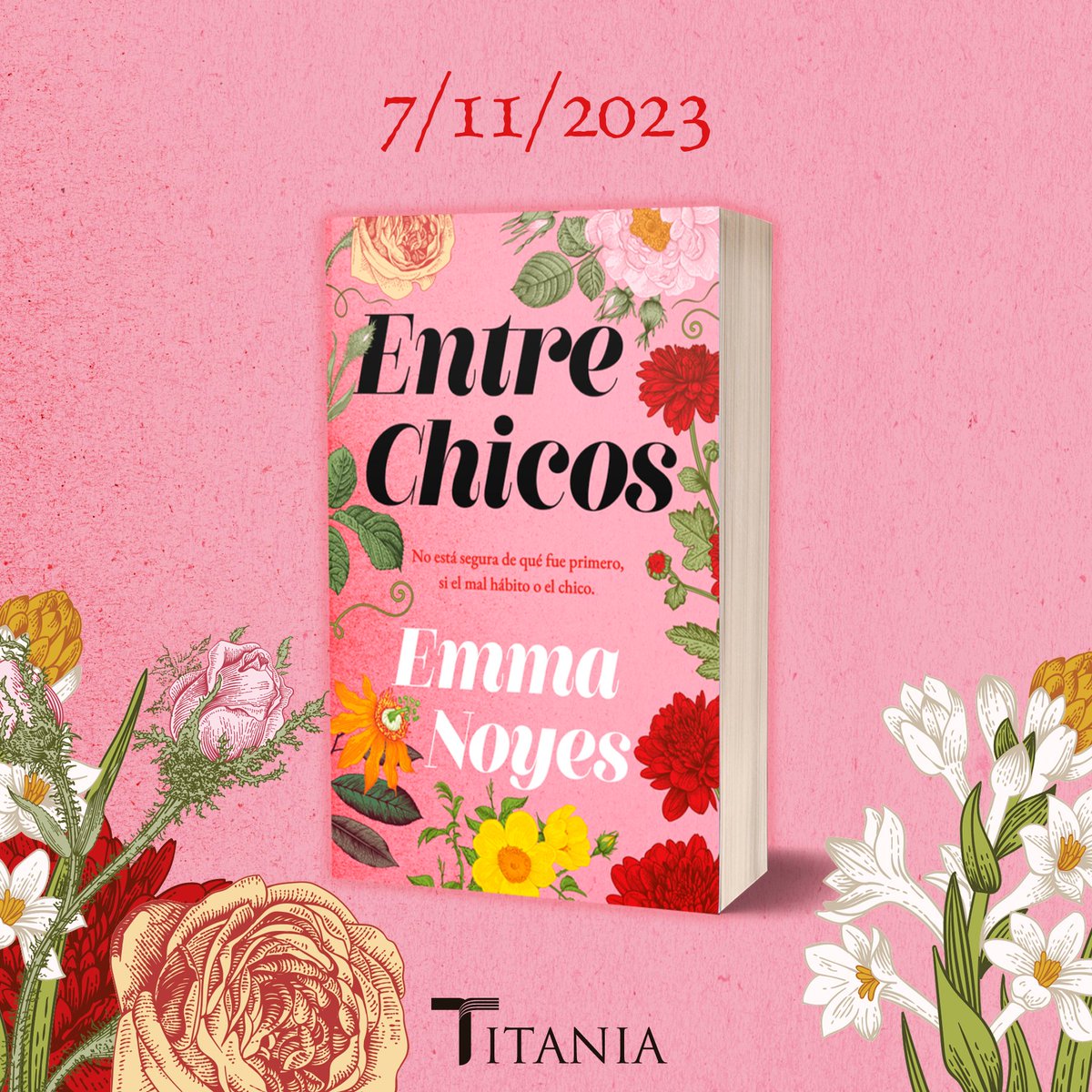 Un debut honesto, real y adictivo que no os podéis perder🔥.
#EntreChicos de #EmmaNoyes es un romance sensual y arriesgado, que os atrapará desde la primera página❤.
Una chica que no cree que no puede amar y un chico que no quiere hacerlo💔.
Apuntad el 7/11 para poder leerla