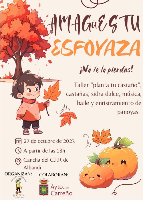 CAlbandi's tweet photo. Este fin de semana en Albandi! Viernes de tarde amagüestu y sábado de tarde concurso de disfraces de sana gin y de noche con el grupo @GrupoTekila No te lo piérdas! #comision #festejos #esfoyaza #amagüestu #seronda #samahin #halloween #carreño #asturias https://t.co/ts6sZAVAQX