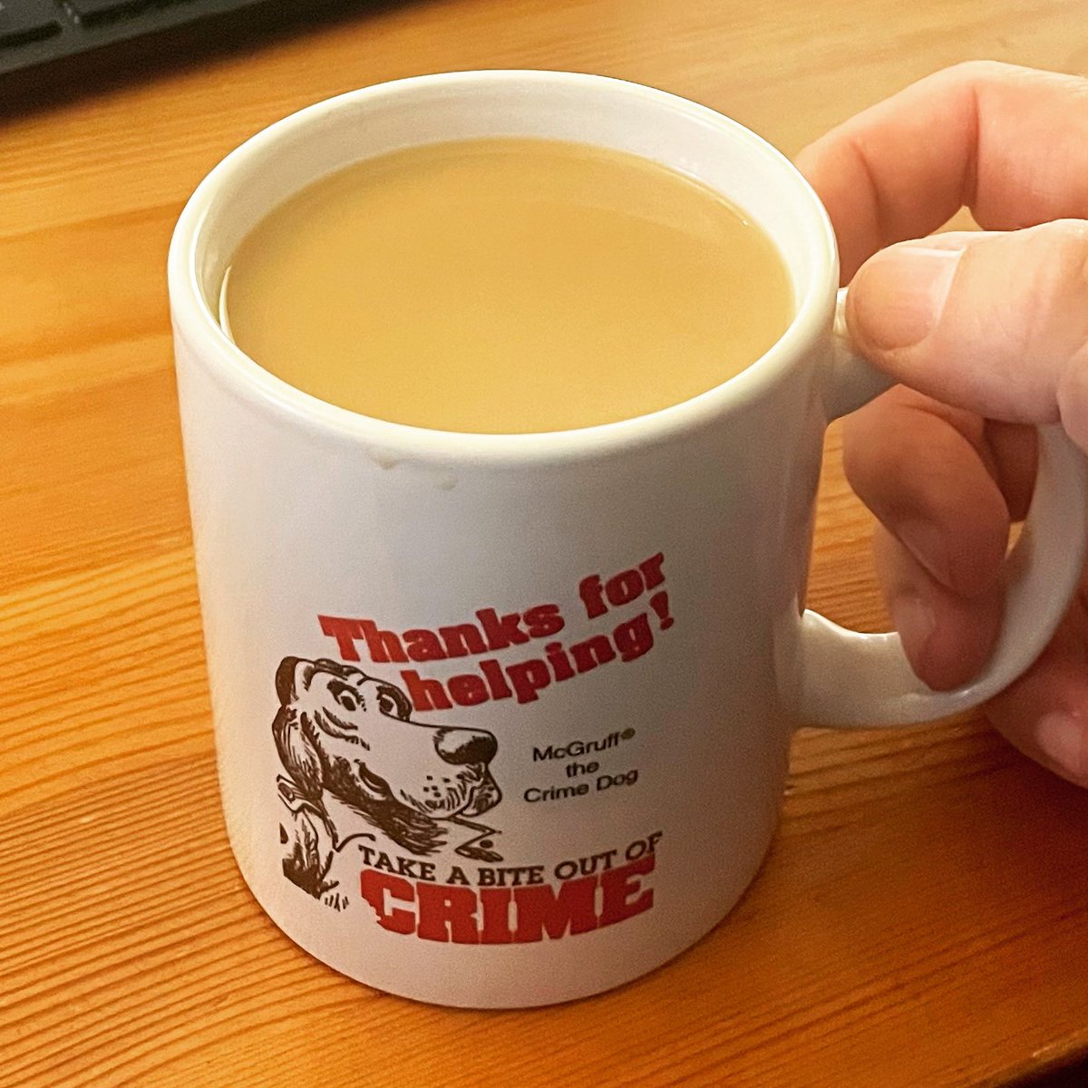 A vintage cup of joe is a great way to start the day…by the way, raise your hand if you grew up with McGruff the Crime Dog 😉🐾🔍 #coffee #coffeemug #vintagecoffeemug #mcgruff #mcgruffthecrimedog #takeabiteoutofcrime