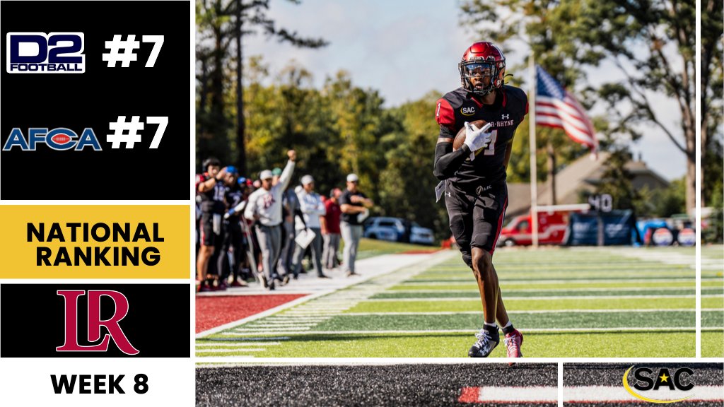 🏈 𝗥𝗔𝗡𝗞𝗘𝗗

<a href="/LRbears/">Lenoir-Rhyne Bears</a>  Move to No. 7 in <a href="/WeAreAFCA/">AFCA</a>  and <a href="/D2Football/">D2Football</a>  National Polls!

📰: thesac.com/x/r522o

#MakeSACYours #SACFB