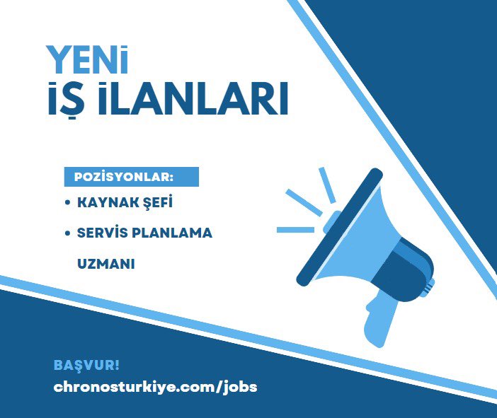Chronos_Turkiye's tweet photo. İki yeni iş ilanımız yayında!
Kaynak Şefi: https://t.co/s64QjUX3R7
Servis Planlama Uzmanı: https://t.co/VInawy8SMP https://t.co/BFnnkBHjEg