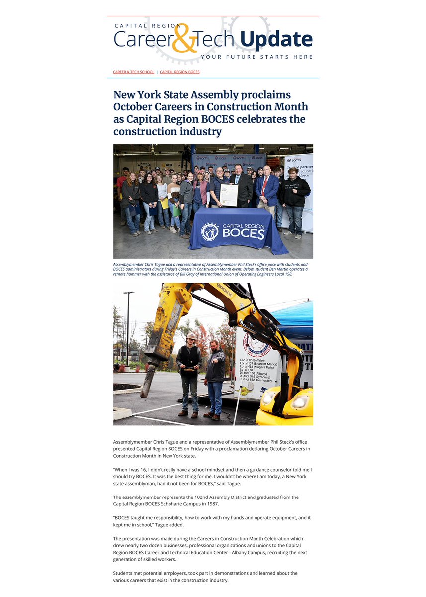 BOCES Career&Tech (@careertectweets) on Twitter photo Assembly proclaims Careers in Construction Month; <a href="/MCSKnights/">Middleburgh Central Schools</a> teen builds solid future; <a href="/SkillsUSA/">SkillsUSA</a> officers inducted & more in the <a href="/CapRegionBOCES/">Capital Region BOCES</a> CTE enews:
tinyurl.com/ywdmkdkd
<a href="/BOCESofNYS/">BOCES of New York</a> <a href="/NYSAssembly/">Press Office</a> <a href="/NYSEDNews/">NYS Education Department</a> @chrisWCtague <a href="/capregchamber/">Capital Region Chamber</a> <a href="/BuildYourFuture/">Build Your Future</a> #CICM23 Assembly proclaims Careers in Construction Month; <a href="/MCSKnights/">Middleburgh Central Schools</a> teen builds solid future; <a href="/SkillsUSA/">SkillsUSA</a> officers inducted & more in the <a href="/CapRegionBOCES/">Capital Region BOCES</a> CTE enews:
tinyurl.com/ywdmkdkd
<a href="/BOCESofNYS/">BOCES of New York</a> <a href="/NYSAssembly/">Press Office</a> <a href="/NYSEDNews/">NYS Education Department</a> @chrisWCtague <a href="/capregchamber/">Capital Region Chamber</a> <a href="/BuildYourFuture/">Build Your Future</a> #CICM23