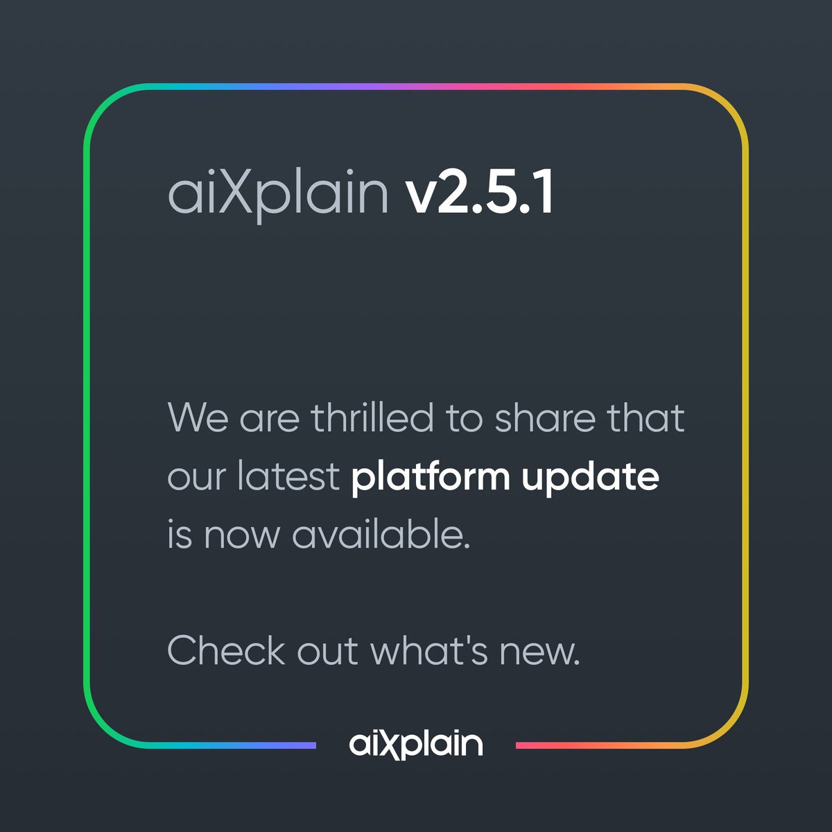 aixplain's tweet image. ✨Introducing v2.5.1, the latest version of our platform!✨

Head to our #ReleaseNotes page to learn more 👉 aixplain.com/release-notes/
