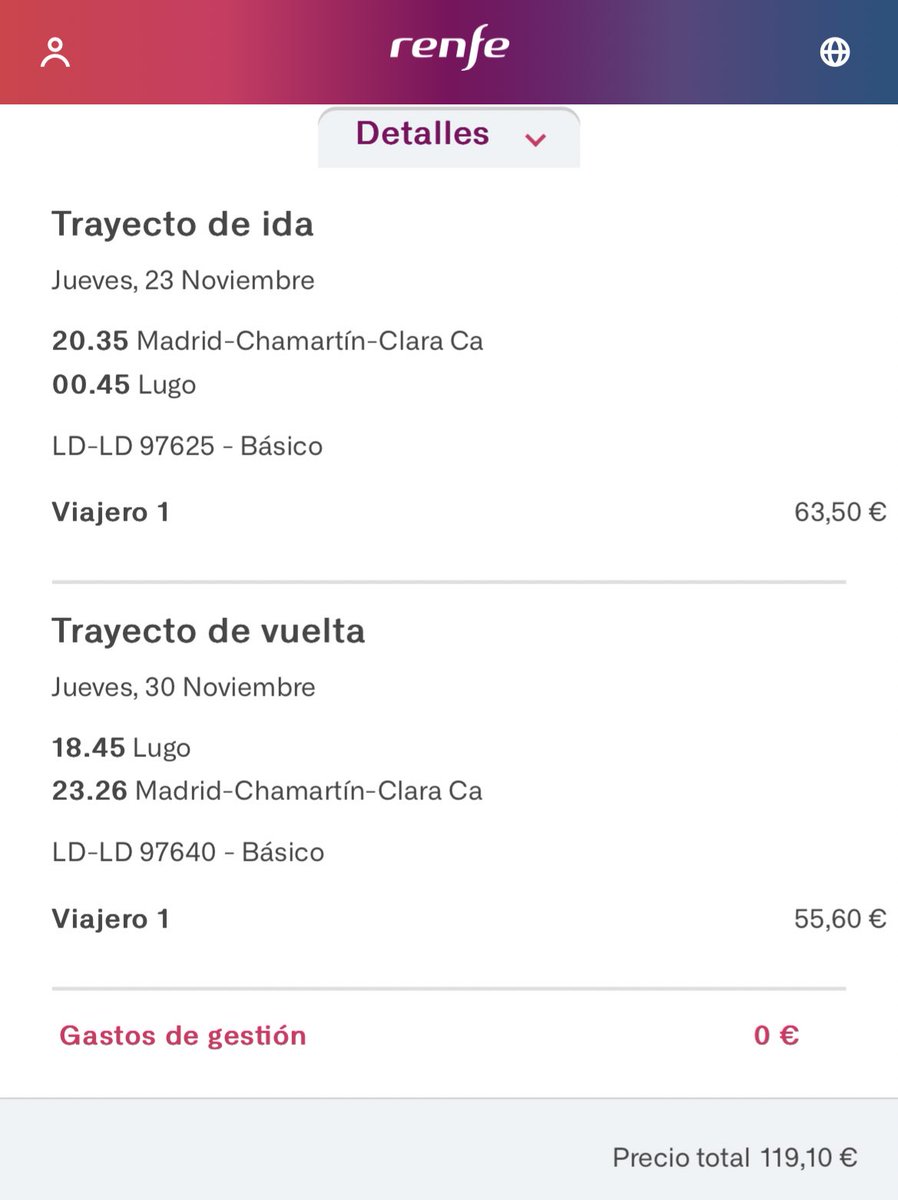 Sarasiva_'s tweet photo. Un billete Madrid/Lugo entre semana 120€ sin cambios ni devoluciones. La semana de Navidad,  más de 200€.
4.30h de media por trayecto y posiblemente haya que hacer dos transbordos, el último de los cuales te mete en un bus. (Madrid-Ourense-Monforte-Lugo).

Qué decirte, chica. https://t.co/jXpCwTkjjV