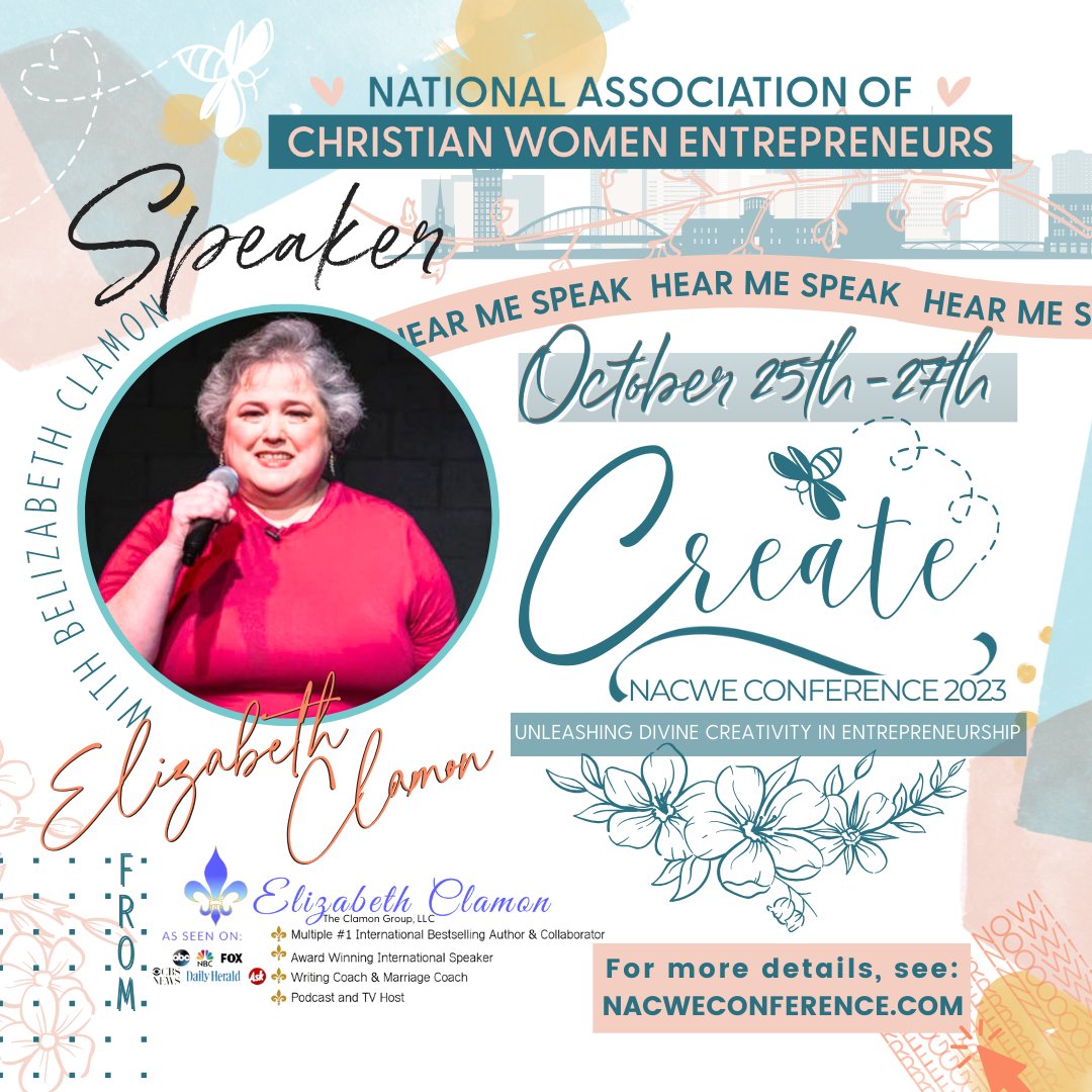 ClamonElizabeth's tweet photo. I’m so excited to be the closing keynote at NACWE 2023 Create Conference https://t.co/nX5xUZk19q October 25th-27 in Tucson AZ. #written #communication #audience #storytelling
#storyteller #author  #elizabethclamon https://t.co/Waeh5SqeTz