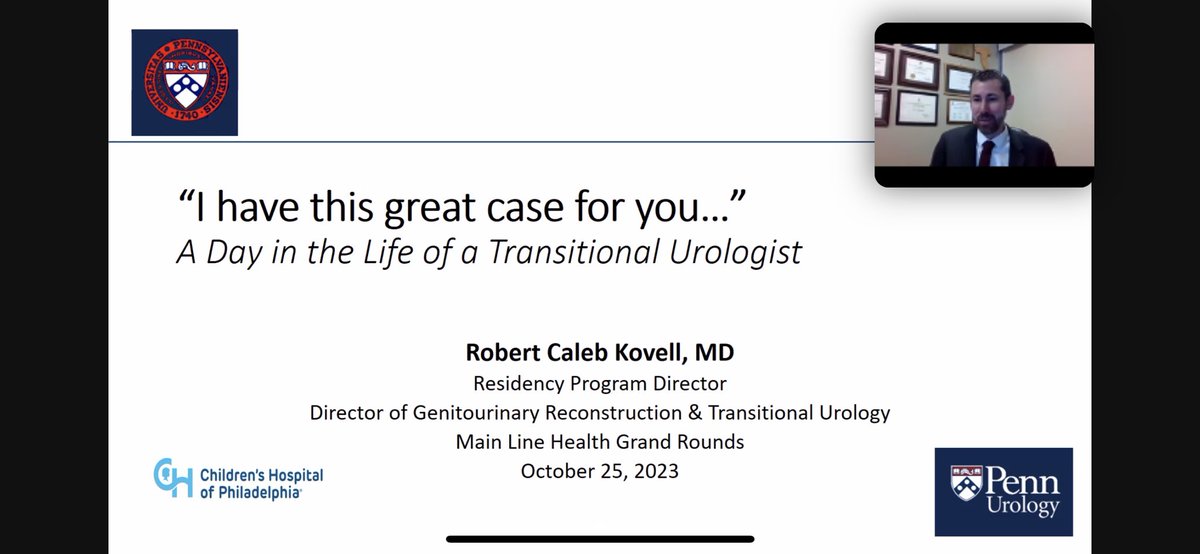 @mlhurology thanks @KovellCaleb for an excellent Grand Rounds on transitioning the Urologic patient from pediatric to adult care. We truly appreciate the phenomenal experience @ChildrensPhila Urology. @mainlinehealth @MDLUrology @PennUrology @health_solaris @AmerUrological