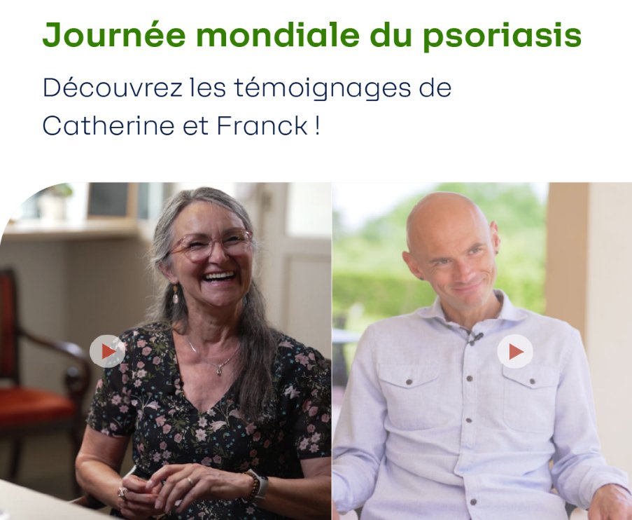 🗣️💪C’est la journée mondiale du #psoriasis! L'occasion de partager des paroles de #patients inspirantes comme celles de Catherine & Franck ! #cestclairetnet @FrancePsoriasis @AbbVieFrance 
#parolesdepatients #WorldPsoriasisDay #WPD2023
🎥A regarder ici👉shorturl.at/nrOQW