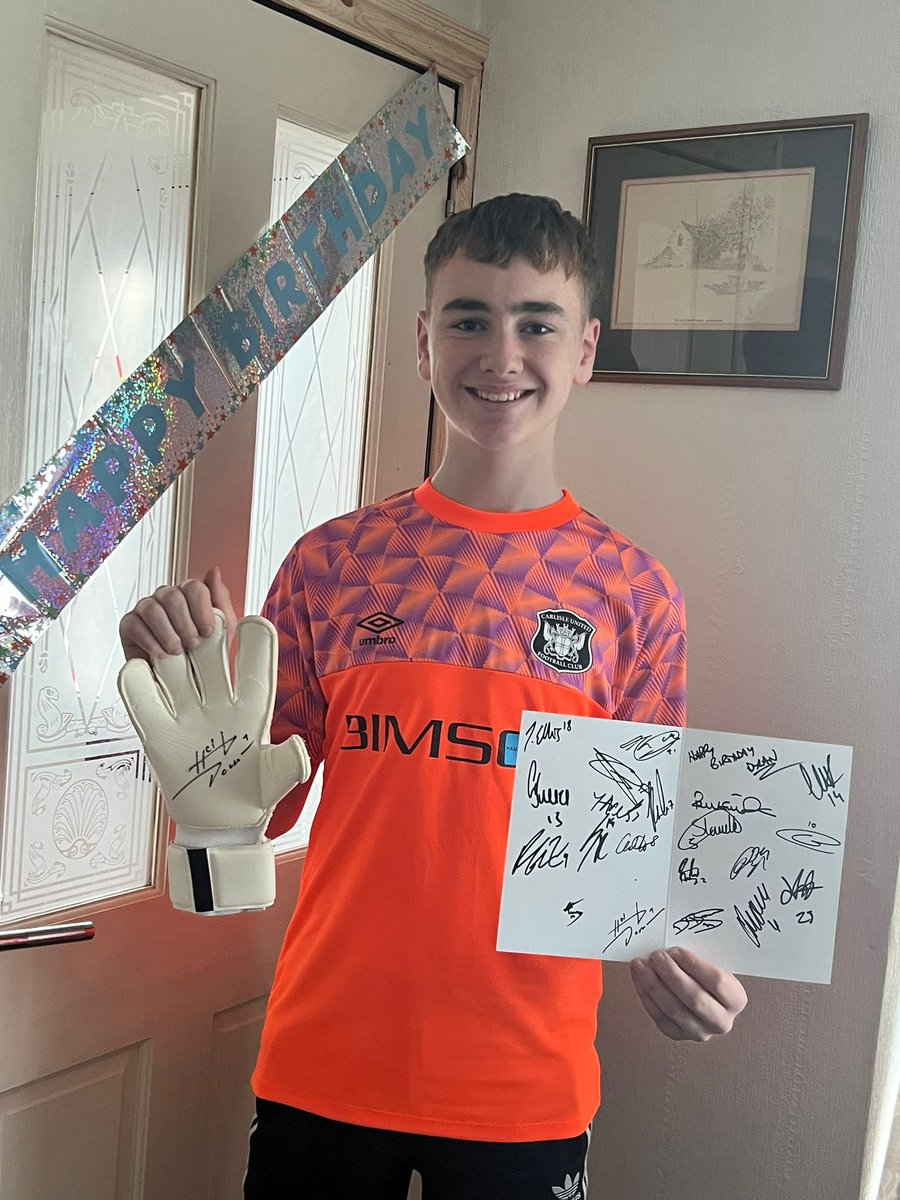 CarlisleUtdEDI's tweet photo. Thanks to all @officialcufc players &amp; specifically Tomas Holy, Dylan had a great birthday surprise today ⚽️🧤
Dylan supports @ProjectBCGFC along with Drew Rothwell, the team we have been working with this season to highlight men’s mental health issues #MentalHealthAwareness https://t.co/4cbFtGyD7B