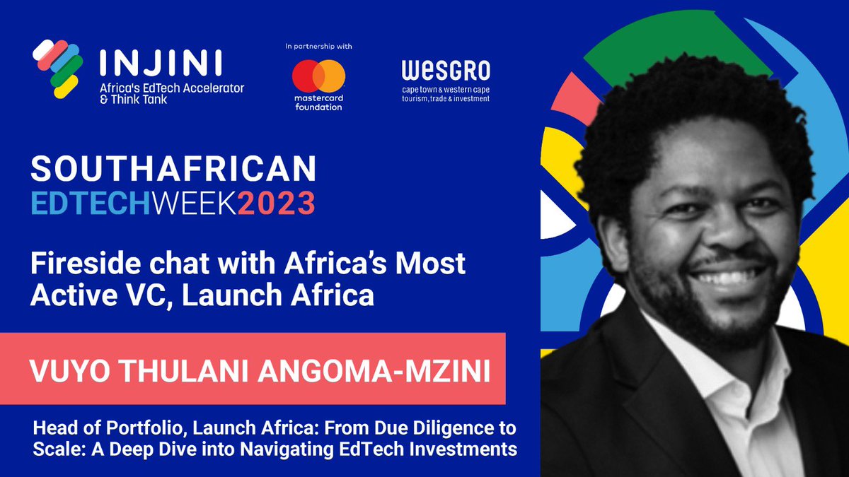 injiniedtech's tweet photo. Get ready for an electrifying Fireside Chat with Africa's Most Active VC, Launch Africa! Hosted by Vuyo Thulani Angoma-Mzini, Head of Portfolio at @LaunchAfricaVC, sharing nuggets from the world of EdTech investments, from Due Diligence to Scale. #Injini #EdTechWeek #SAEdTech https://t.co/LGeh6qdL7Q