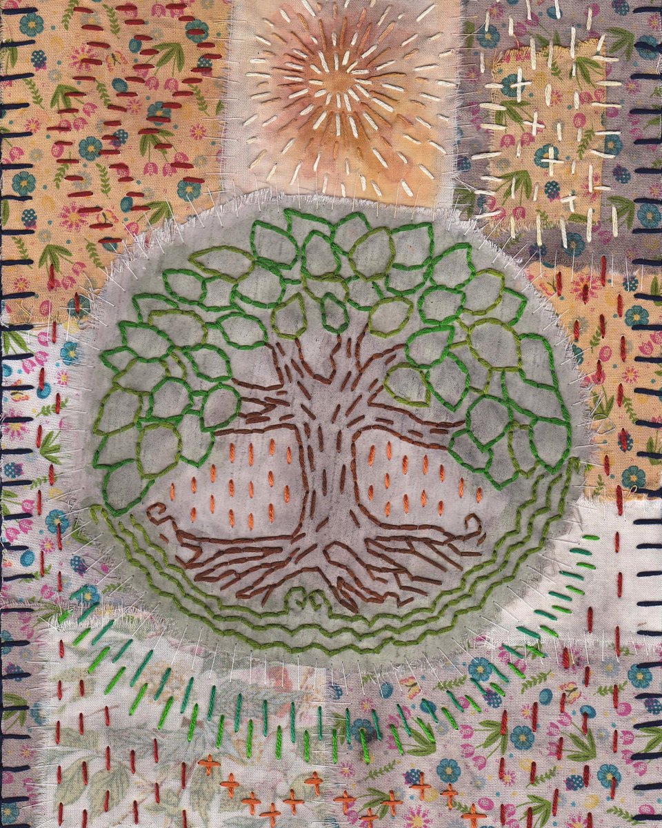 “Tree Embroidery” -24.10.2023 

.. 

#embroiderycollage #naturaldyefabric #naturaldyethread #treeembroidery #embroideredart #handembroidery #slowstitching #folkart