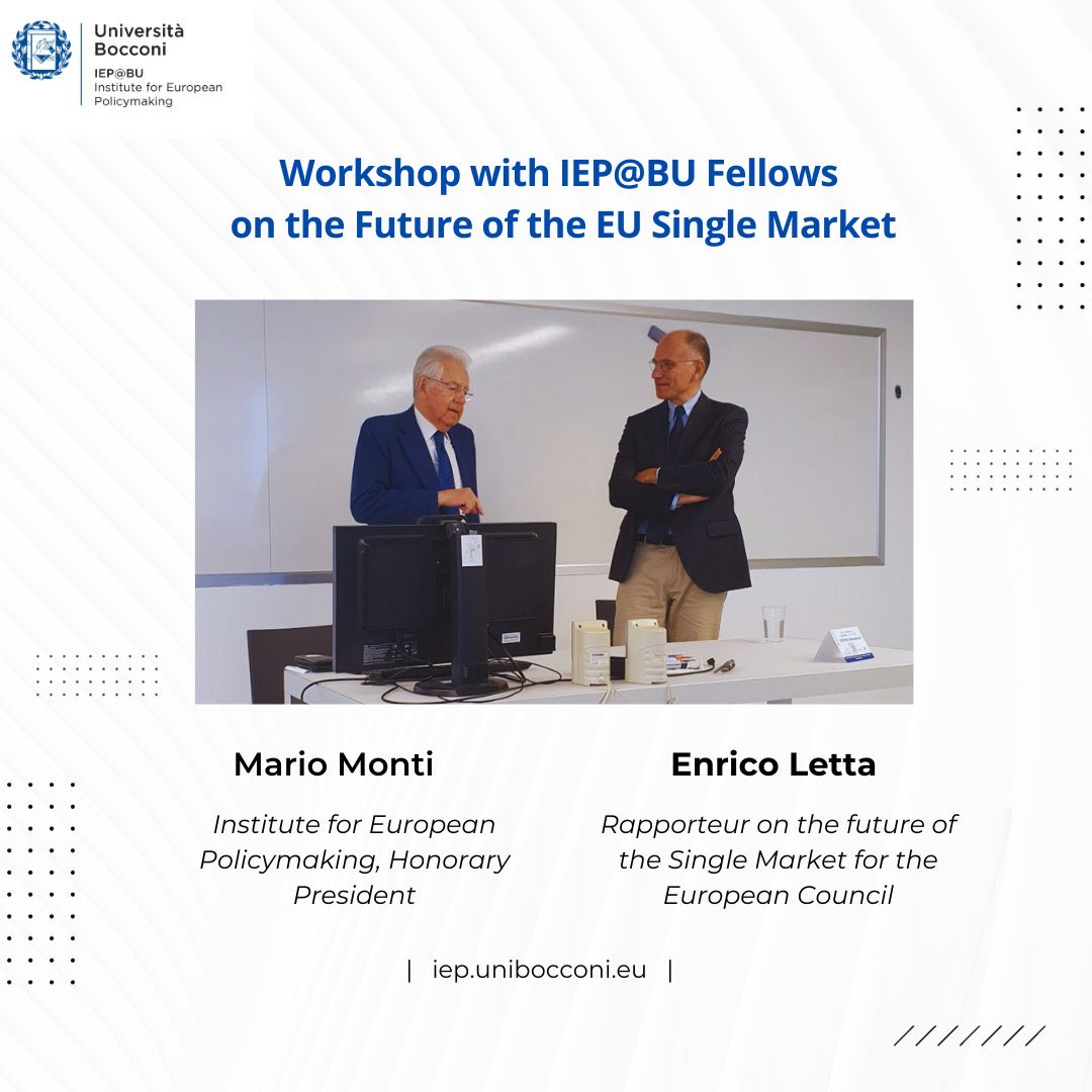 Enrico Letta (@enricoletta) on Twitter photo Grato a <a href="/Unibocconi/">Università Bocconi</a> per il seminario sul futuro del #SingleMarket. Incontro utilissimo in vista del Rapporto che devo scrivere, in particolare per il bel confronto con <a href="/SenatoreMonti/">Mario Monti</a>, estensore dell’ultimo 🇪🇺Report on the Future of the Single Market. Grande grazie a <a href="/Altomonte_C/">Carlo Altomonte</a>. Grato a <a href="/Unibocconi/">Università Bocconi</a> per il seminario sul futuro del #SingleMarket. Incontro utilissimo in vista del Rapporto che devo scrivere, in particolare per il bel confronto con <a href="/SenatoreMonti/">Mario Monti</a>, estensore dell’ultimo 🇪🇺Report on the Future of the Single Market. Grande grazie a <a href="/Altomonte_C/">Carlo Altomonte</a>.