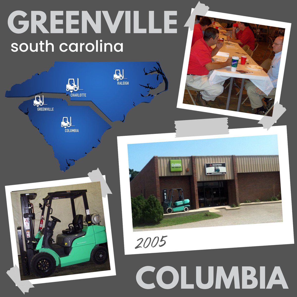 The expansion continued as we expanded into South Carolina in 2005. With offices and operations now in Greenville and Columbia, we were thrilled to make our foray into a new state and new territories.
 
#GWEquipment #Forklifts #MaterialHandling #60Anniversary #6Decades
