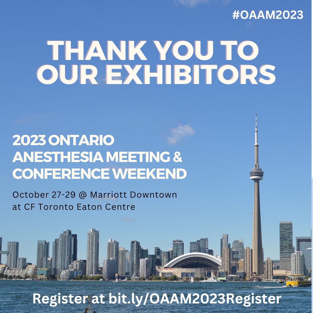 ON_Anesthesia's tweet photo. We greatly appreciate our conference exhibitors! If you’re attending the  #OAAM2023, please visit their displays, learn more about the latest innovations in anesthesia &amp; make yourself eligible to win some fun prizes! Learn more at the #OAAM2023 registration table. https://t.co/CUDs1KDdGn