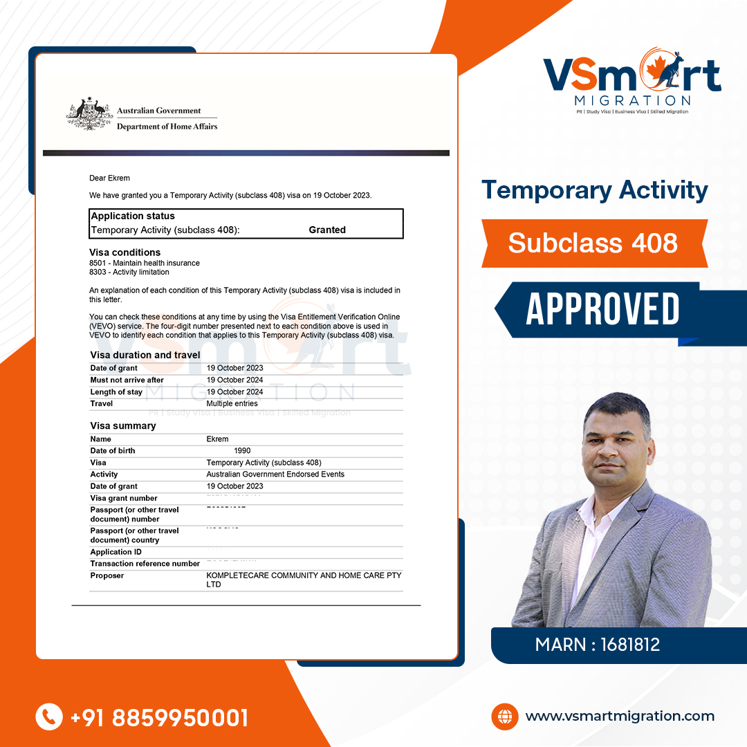 vsmartmigration's tweet image. 🤩Grant of 𝐓𝐞𝐦𝐩𝐨𝐫𝐚𝐫𝐲 𝐀𝐜𝐭𝐢𝐯𝐢𝐭𝐲 𝐒𝐮𝐛𝐜𝐥𝐚𝐬𝐬 𝟒𝟎𝟖 🤩

🌎vsmartmigration.com

#408visa #subclass408 #Vsmartmigrationsuccess #VisaGranted #TemporaryActivityVisa #NewBeginnings #ClientSuccess #AustraliaVisa #VisaAchievement #ExcitingOpportunities