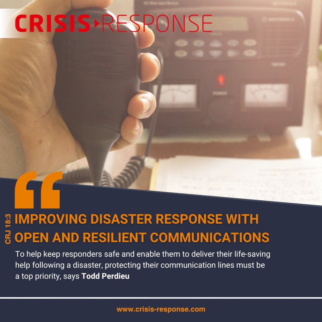 CRJ_reports's tweet photo. Responders, spanning firefighters, medical professionals, utility workers, and aid providers, rely on robust communication systems to ensure effectiveness, aid those in need, and prioritise safety, explains Todd Perdieu.
#CRJ #DisasterCommunication #crisismanagement https://t.co/k7hGWfTfIs