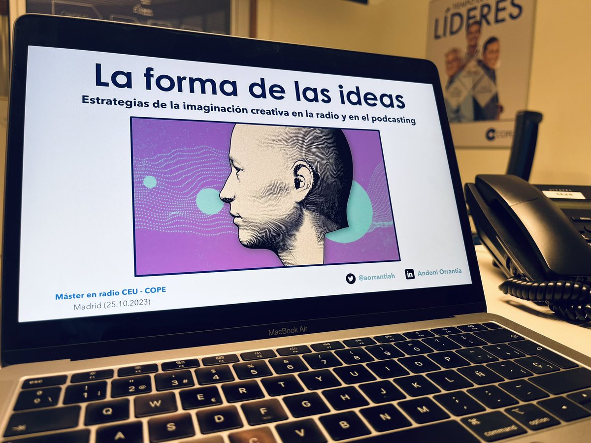 «El enemigo es la #velocidad. Y en radio debemos ir a una velocidad que nos asegure cumplir los estándares por los que somos creíbles».

✍🏻 'La forma de las ideas.Estrategia de la imaginación creativa en la #radio y en el #podcasting'

🧑🏻‍💻Hoy, MasterClass en <a href="/USPCEU/">Universidad CEU San Pablo</a> <a href="/fundacioncope/">Fundación COPE</a>
