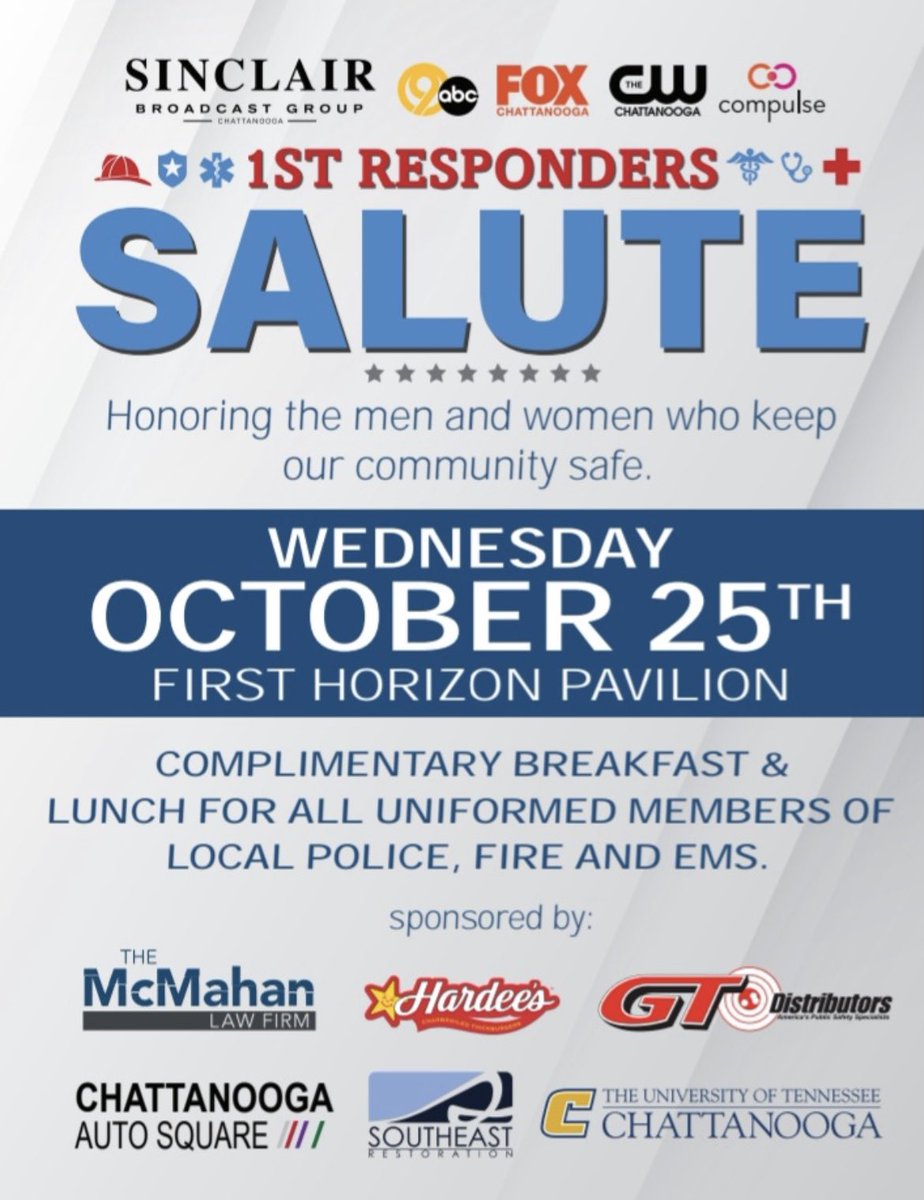 UTC_CJ's tweet photo. Join #UTC_SCJS &amp; @SherahBasham as we support @newschannelnine 1st Responders Salute!
We ❤️ our first responders!

@UTChattanooga @UTCComm https://t.co/Hruh8tZoPf