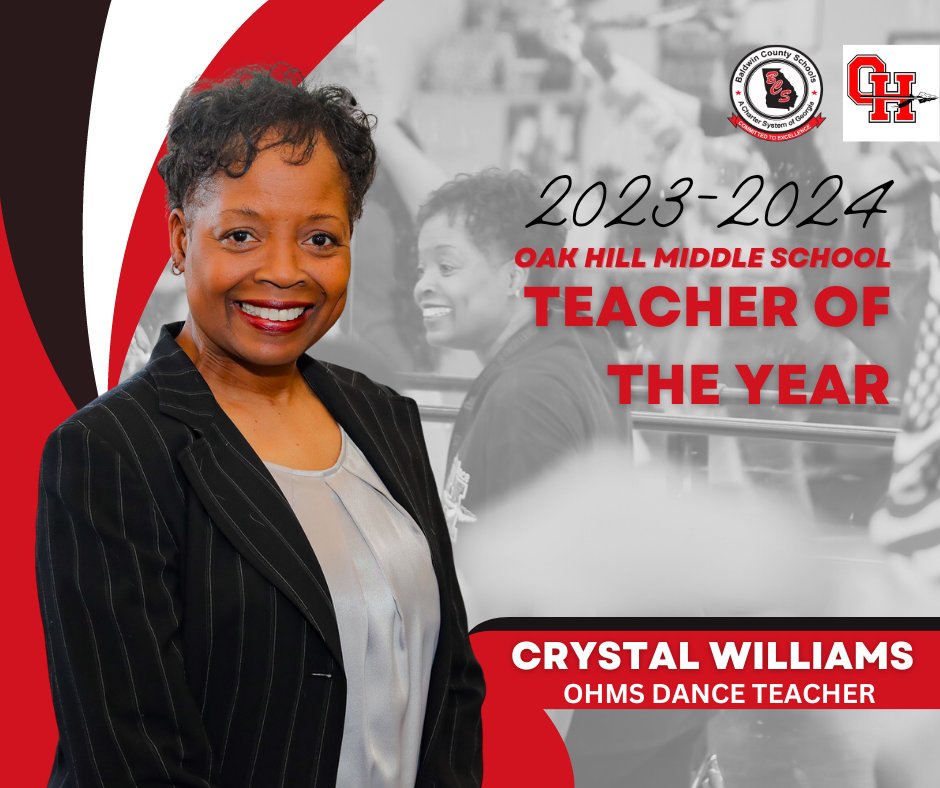 Crystal Williams, our beloved Dance Teacher at Oak Hill Middle School, is breaking the internet! 💃🏼 She's been named Oak Hill Middle's Teacher of the Year for the 2023-2024 academic year! Don't forget tomorrow is our TYOT Banquet!

ow.ly/tsf750PZuMr