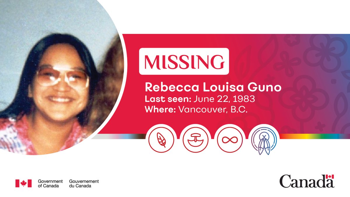 MISSING: Rebecca Louisa GUNO was 23 when she disappeared from Vancouver, B.C. She was last seen June 22, 1983. Please retweet. Investigating agency: @VancouverPD #CanadasMissing #MMIWG2S+ services.rcmp-grc.gc.ca/missing-dispar…