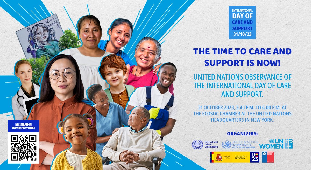 📌 Save the date!

As the global community will mark the 1st International Day of Care and Support, join us to learn why care &amp; support are pillars of sustainable development and #GenderEquality.

📅 Oct 31, 3:45 PM (NY time)
<a href="/UN_Women/">UN Women</a> <a href="/UNHumanRights/">UN Human Rights</a>