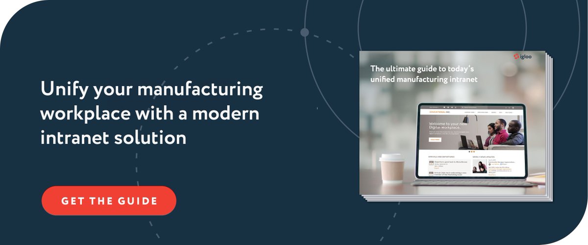 IglooSoftware's tweet image. Digital workplace or “intranet” success is not one-size-fits-all, and we understand that every manufacturing organization has unique needs. Discover how you can achieve unification with a modern intranet solution. Get the guide: ow.ly/TbFg50PXlNS