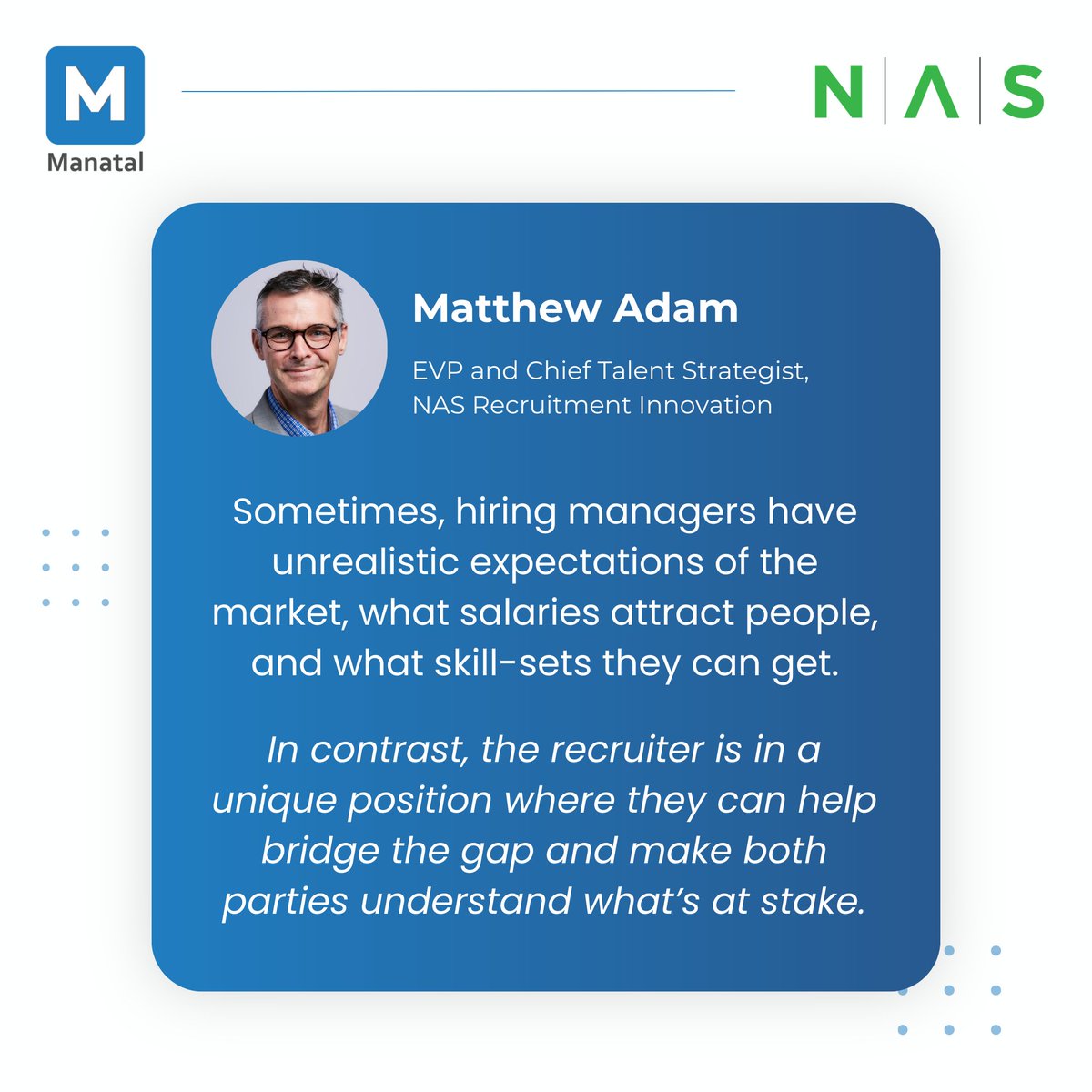 🎙️ Matthew Adam drops knowledge on #Recruitment101. 
He emphasizes that recruiters are the bridge. Aligning expectations, salaries, and skills. 🤝

What do you think about this? Let us know in the comments. 📣 

#Manatal