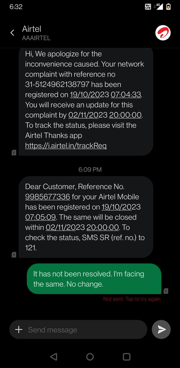PeekNCook's tweet photo. What kind of service you've provided? Have we ever informed you that our problem has been resolved? How can you assume our problem has been resolved? @airtelindia your service sucks 😞 https://t.co/OQDKwMfHbc