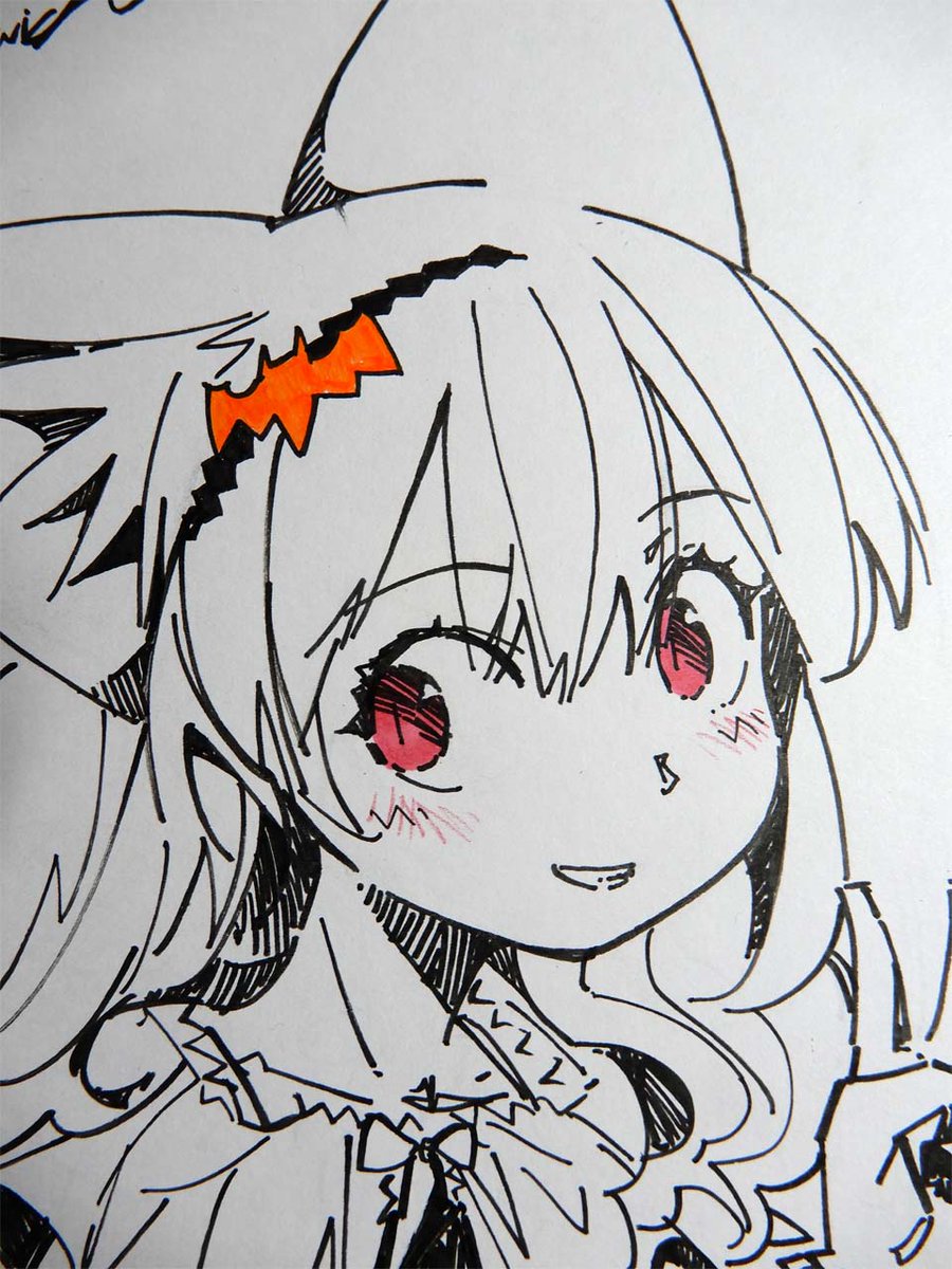 1girl solo red eyes spot color animal ears smile looking at viewer  illustration images