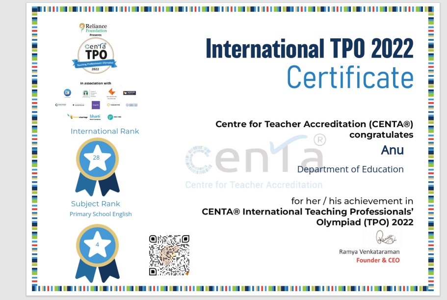 Yayyyyyy!! I feel elated, proud, and immensely grateful while sharing this certificate @Dir_Education @CENTA_Team This achievement fuels my passion, ignites new aspirations, and strengthens my commitment to pursuing excellence in the future.