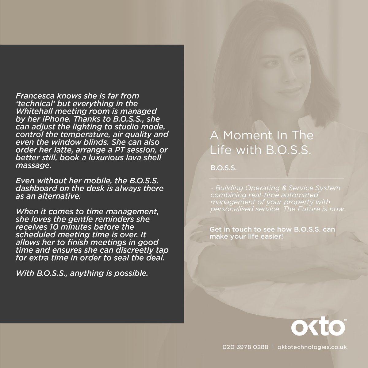A moment in the life with B.O.S.S. Meetings made effortless with all the technical details at your fingertips, designed to make your work and life - easier. To find out more, visit oktotechnologies.co.uk #jobsearch #careers #jobopening #oktotechnologies