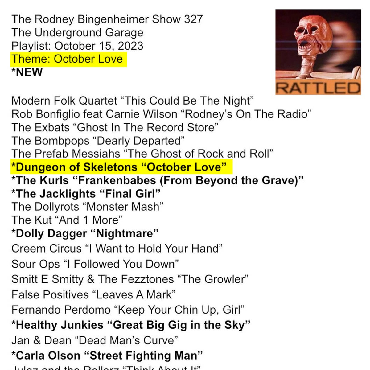 dungeonofskelet's tweet image. THANK YOU Rodney Bingenheimer for spinning our song #octoberlove on 10/15&apos;s episode &quot;October Love&quot; &amp;amp; 10/22&apos;s episode &quot;Rockin&apos; Horror&quot; on @littlesteven_ug @SIRIUSXM. We were STOKED to see an episode named after our song! What an honor. Thx @hollywood_julio #powerpop #patterns