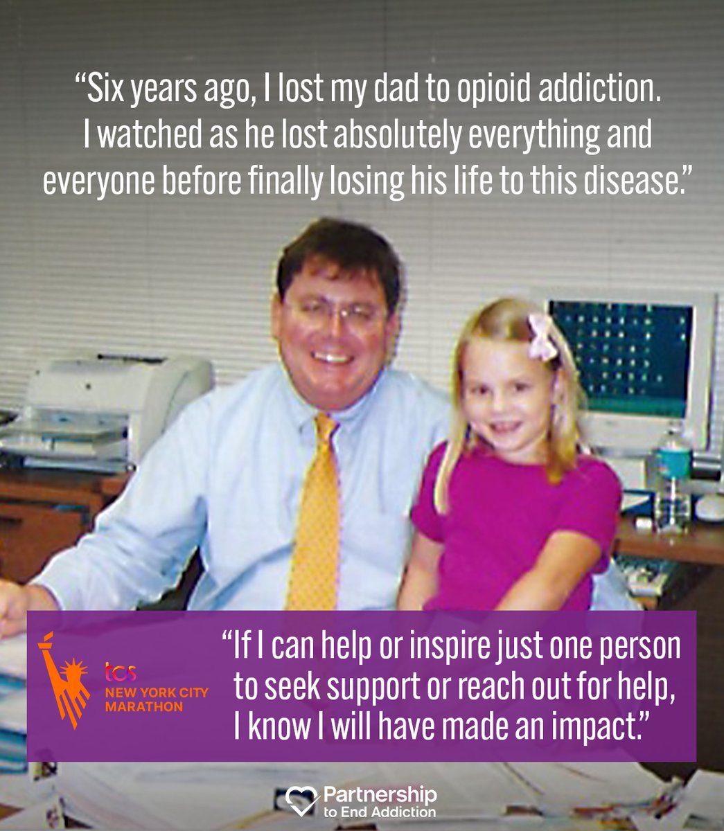 ToEndAddiction's tweet photo. “As I grow older, I know now that addiction is a disease. My dad ultimately lost his battle with addiction and while I know I supported him in my own way, if I could go back, I would choose love over anger and shame.” -Wren Zeller, #PartnerForHope, 2023 @nycmarathon https://t.co/CG5WB7AJX7