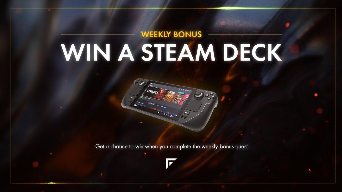 You’ve shown your dedication to Forge and our partners, and we’re here to reward you for it. Next week, we’re turning it up with a chance to win a Steam Deck!

Be ready to dive into the action and complete your quests within the next 6 days. The Steam Deck is within your grasp!