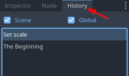 Alien__Logic's tweet image. In the @godotengine, the History tab keeps track of changes you&apos;ve made to your nodes.

You can easily go back to any of those changes and make new ones. 

These new changes will overwrite any of the other ones you made that were originally after, so make sure you&apos;re committed!