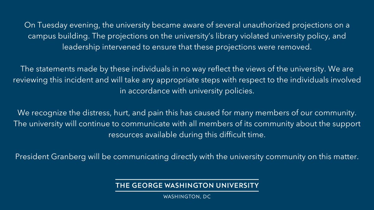 GW University tweet media