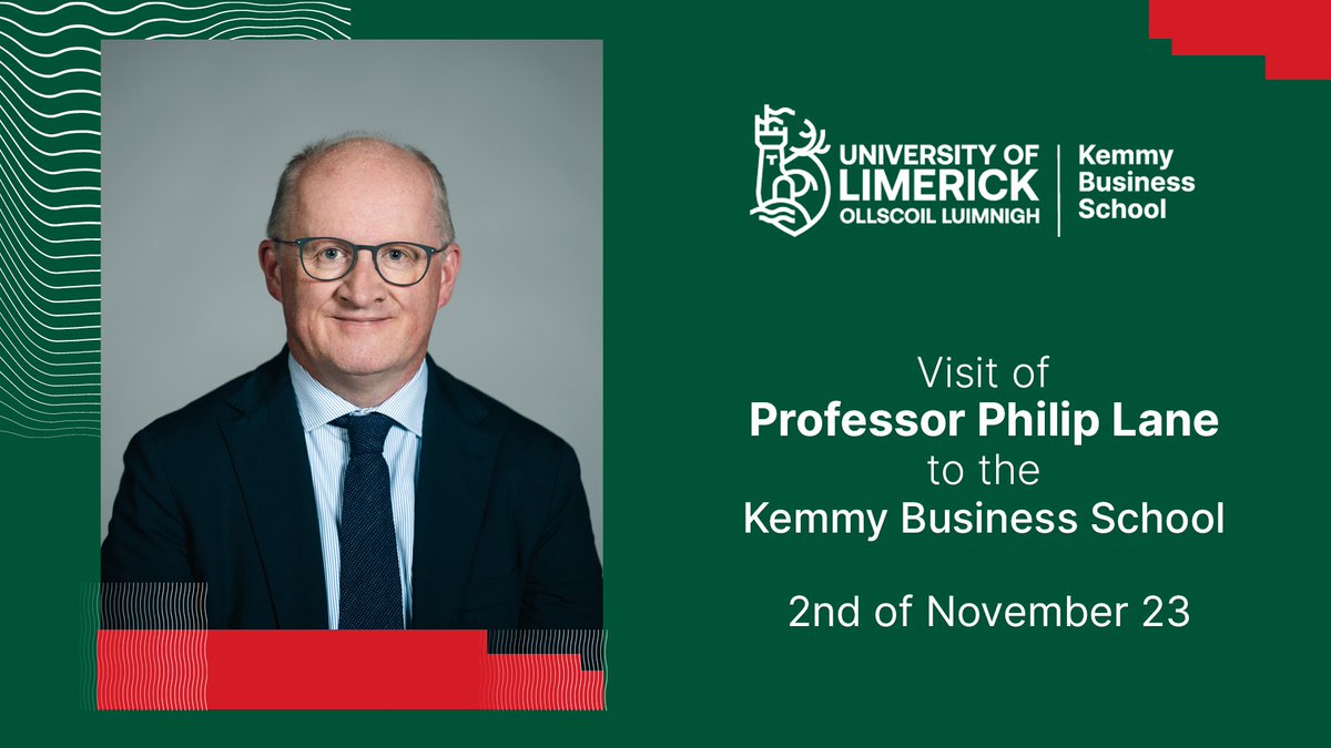 The Department of Economics at @BusinessAtUL will host Professor Philip Lane for an upcoming seminar, ‘Monetary Policy Tightening in the Euro Area’. The seminar takes place on November 2, 11am – 12.30pm in KB-G-16. Register here: dashboard.mailerlite.com/forms/635085/1…