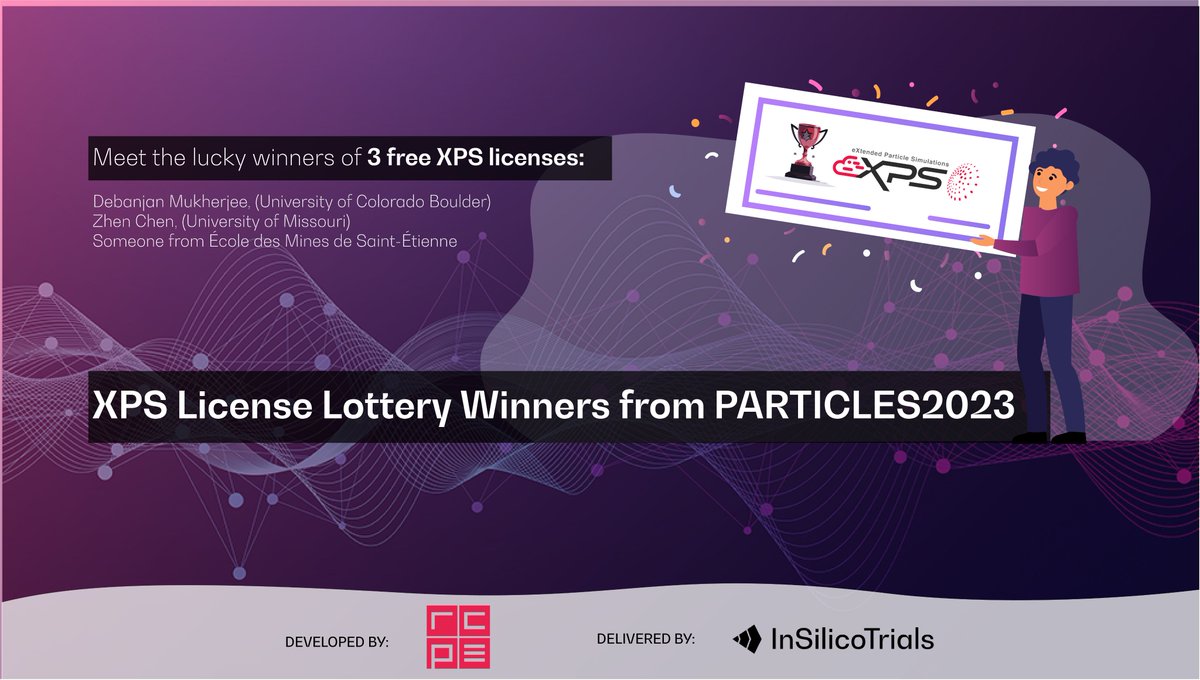 InSilicoTrials's tweet image. 🎉Announcing #XPS License Lottery Winners from #PARTICLES2023 Milan

✅Debanjan Mukherjee-University of Colorado Boulder
✅Zhen Chen-University of Missouri
✅Rep from École des Mines de Saint-Étienne
Congrats &amp;amp; dive deep into #simulation with #XPS software
insilicotrials.com/xps/