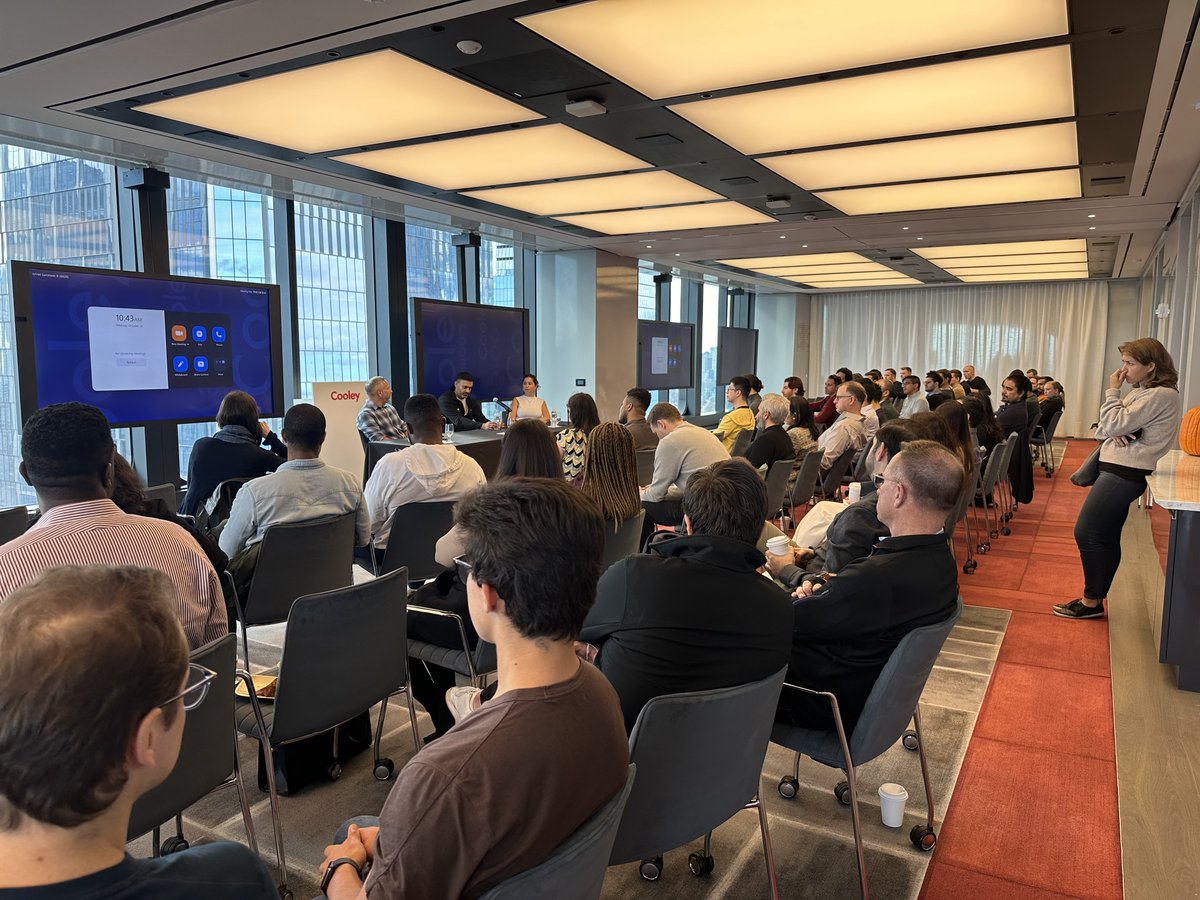 Kicked off #NYTechWeek last Monday with <a href="/Techstars/">Techstars</a> NYC MD <a href="/kjsnyc/">KJ Singh</a> and <a href="/CooleyLLP/">Cooley LLP</a> Partner <a href="/adamdinow/">Adam Dinow</a> discussing Raising a Pre-Seed in the Current Environment. Meeting so many founders and ecosystem builders was truly a highlight. TY to attendees, and huge TY to Cooley for hosting.