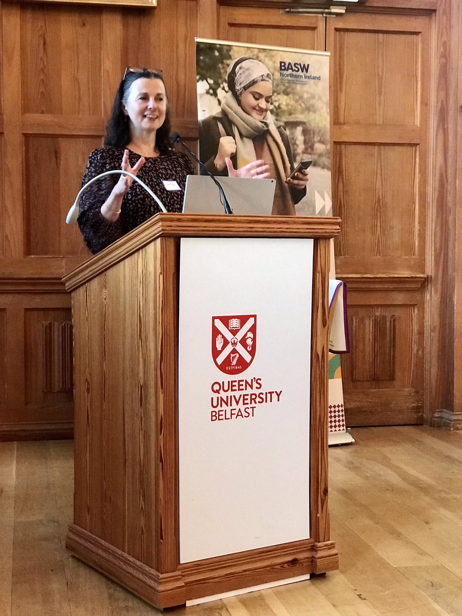 QueensSWSociety's tweet photo. Siobhan Maclean talking about future kindness in social work and self-kindness: ‘the only person to compare yourself to is the person you were yesterday.’ https://t.co/6QWWM00DIV