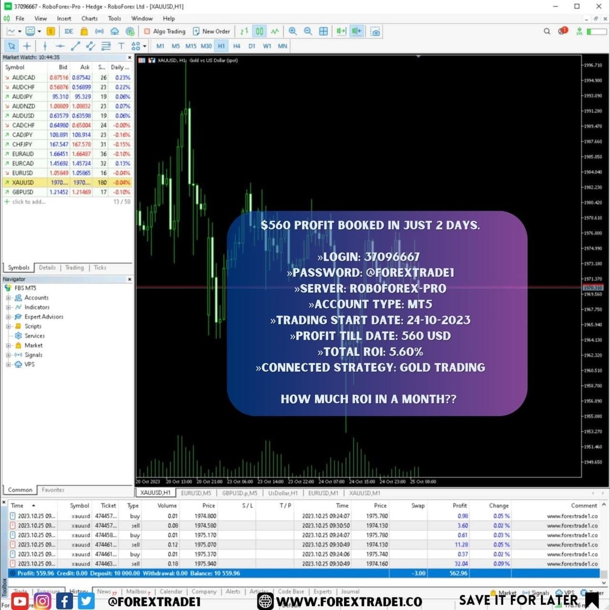Michaelblack543's tweet photo. "Two days, $560 profit, and a 5.60% ROI. Let's see where this GOLD TRADING journey takes us next! 💰📈"

 #forextrader #forexanalysis #forexonlinetrading #forexmentor #forexteam #forexfree #forexquotes #forextutorials #forexinvestment https://t.co/vkr5CaxpLK