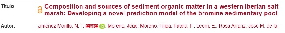 IRNAS_CSIC's tweet photo. Nuevo artículo publicado por @IRNAS_CSIC 
Título: Composition and sources of sediment organic matter in a western Iberian salt marsh: Developing a novel prediction model of the bromine sedimentary pool 
https://t.co/36ccz84Dde https://t.co/q5Q2aJUGxP