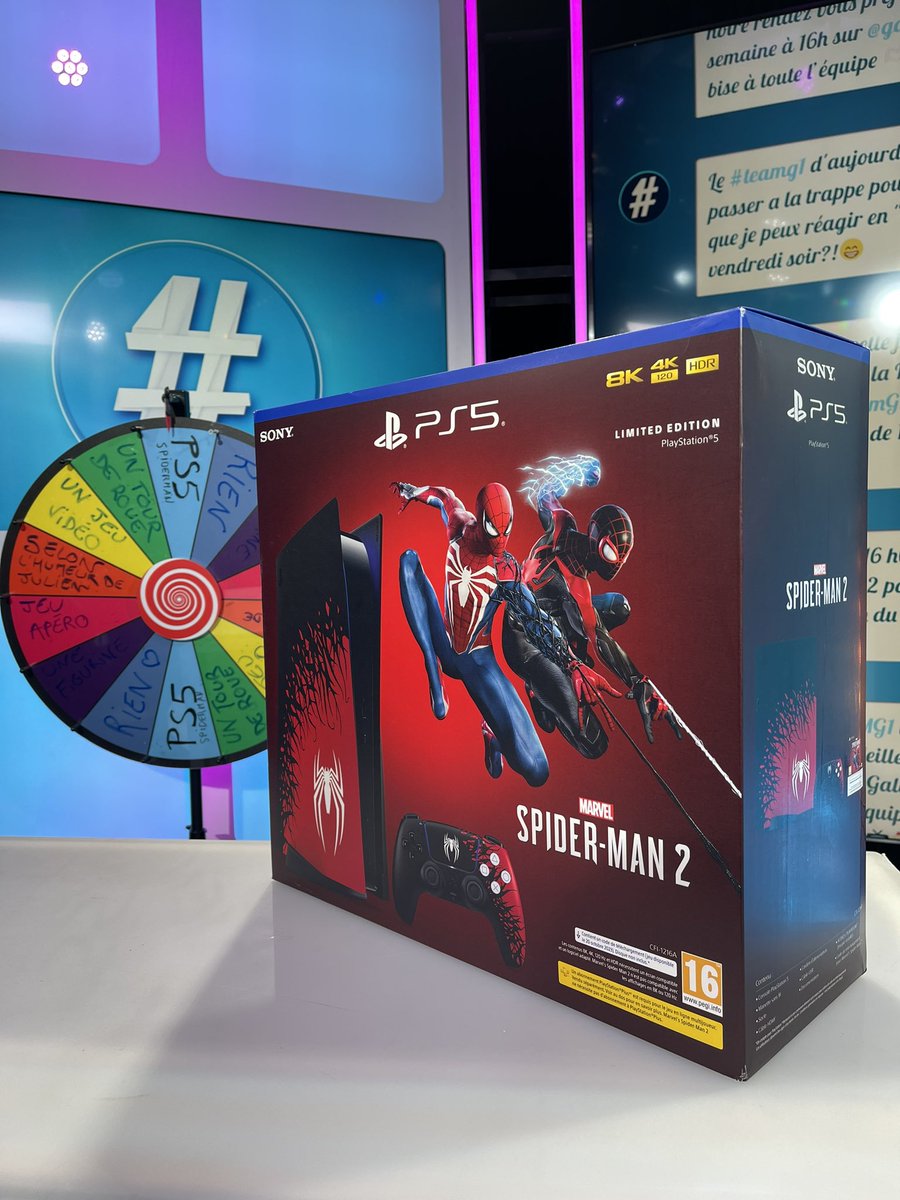 Aujourd’hui on vous régale ! 🕸️🎁

6 personnes qui tweetent avec le hashtag #TEAMG1 seront sélectionnées au hasard et auront la possibilité de gagner la PS5 Spider-Man 2 Édition !

C’est parti !! #SpiderMan2