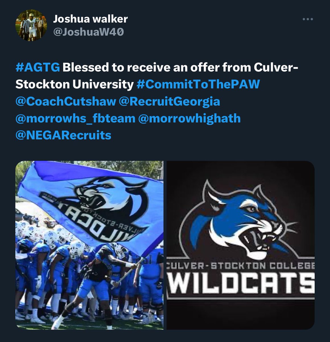 morrowhs_fbteam's tweet photo. Congratulations to Mr Joshua Walker C/O 2024 5’11 210 LB on receiving an offer from CULVER-STOCKTON UNIVERSITY!!
Morrow High School
Head Coach: Jerome WeakS
Defense Coordinator: Coach Rafe
#belegendary #mustangspride🐎 https://t.co/pIo4N6KYO8