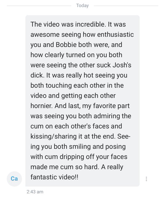 My first ever girl/girl/boy vid is proving to be VERY popular 🥵  Here are just a few of the reviews I've<a href="/tag/mvsales"class="tags"><span>#mvsales</span></a>